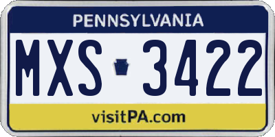 PA license plate MXS3422