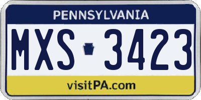 PA license plate MXS3423