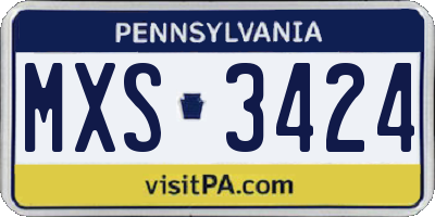 PA license plate MXS3424