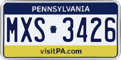PA license plate MXS3426