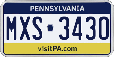 PA license plate MXS3430