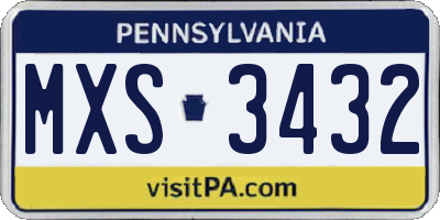 PA license plate MXS3432