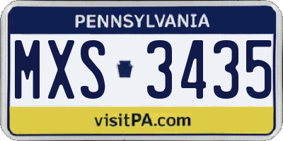 PA license plate MXS3435