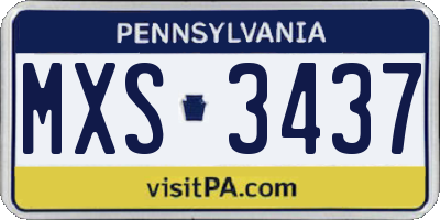 PA license plate MXS3437