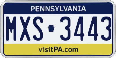 PA license plate MXS3443