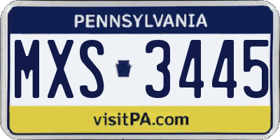 PA license plate MXS3445