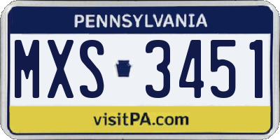 PA license plate MXS3451