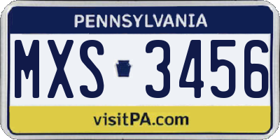 PA license plate MXS3456