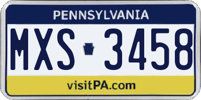 PA license plate MXS3458