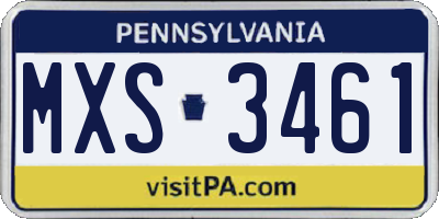 PA license plate MXS3461