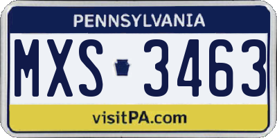PA license plate MXS3463
