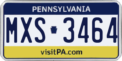 PA license plate MXS3464