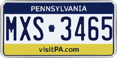 PA license plate MXS3465