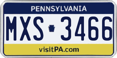 PA license plate MXS3466