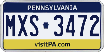 PA license plate MXS3472