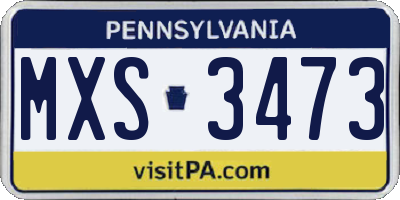 PA license plate MXS3473