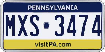 PA license plate MXS3474