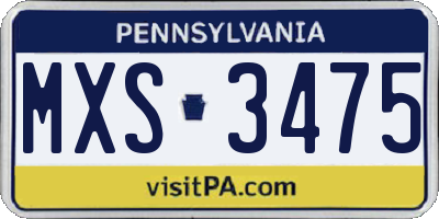 PA license plate MXS3475