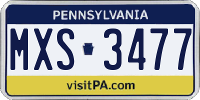 PA license plate MXS3477