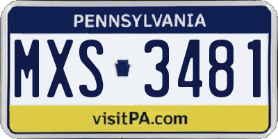 PA license plate MXS3481