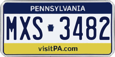 PA license plate MXS3482