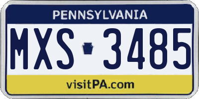 PA license plate MXS3485