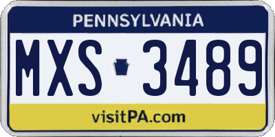 PA license plate MXS3489