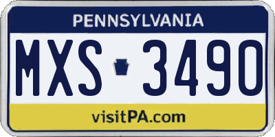 PA license plate MXS3490