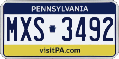 PA license plate MXS3492