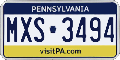 PA license plate MXS3494