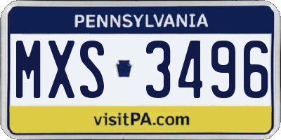 PA license plate MXS3496