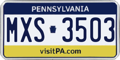 PA license plate MXS3503