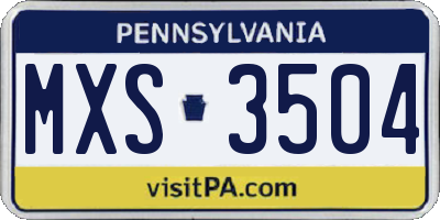 PA license plate MXS3504