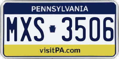 PA license plate MXS3506
