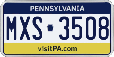 PA license plate MXS3508
