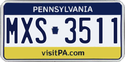 PA license plate MXS3511