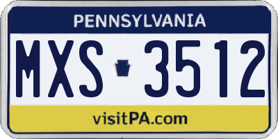 PA license plate MXS3512
