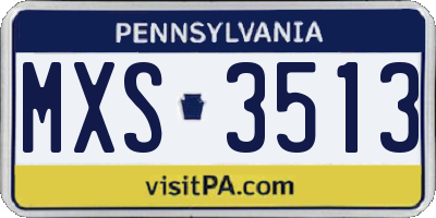 PA license plate MXS3513