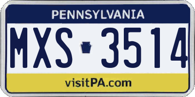 PA license plate MXS3514