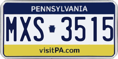 PA license plate MXS3515