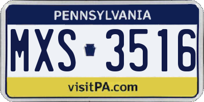 PA license plate MXS3516