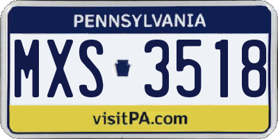 PA license plate MXS3518