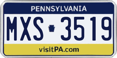 PA license plate MXS3519