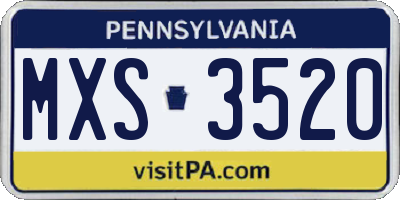 PA license plate MXS3520