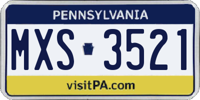 PA license plate MXS3521
