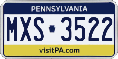 PA license plate MXS3522