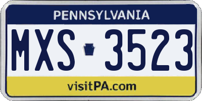 PA license plate MXS3523