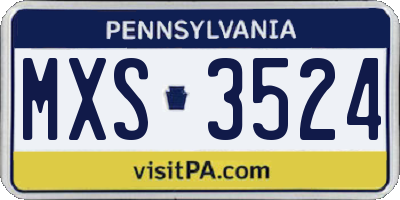 PA license plate MXS3524