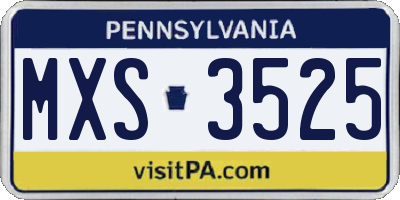 PA license plate MXS3525