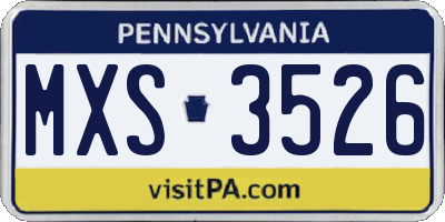 PA license plate MXS3526